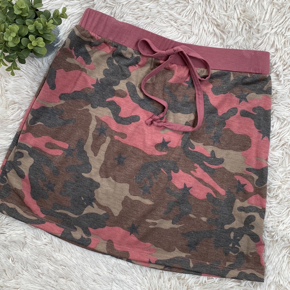 🎉HP🎉 Crescent Camouflage Star Pull On Skirt 💗 Mauve Pink & Gray - Picture 7 of 15